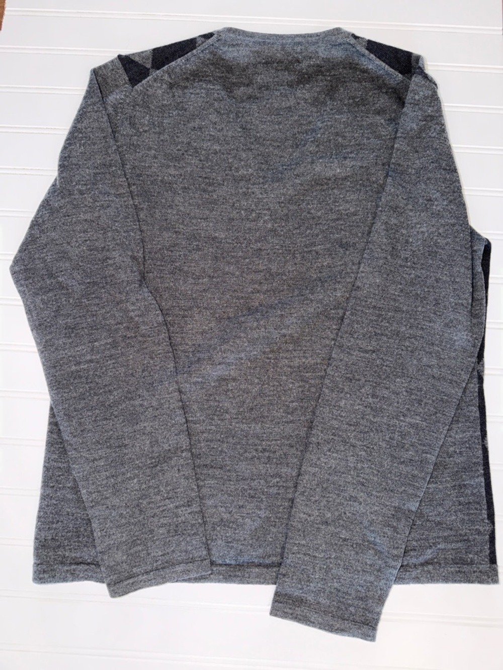 346 Brooks Brothers Gray Argyle V-Neck Sweater Women‎ L Merino Wool - Picture 6 of 7